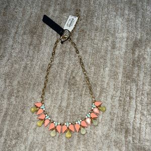 J. Crew. Iridescent, peach, mint stone necklace.